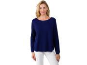 J CASHMERE Women s 100% Cashmere Long Sleeve Oversize Boatneck Raglan Sweater Midnight Blue Large