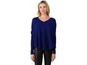 J CASHMERE Women s 100% Cashmere Long Sleeve Oversize Pullover V neck Raglan Sweater Midnight Blue Large