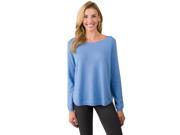 J CASHMERE Women s 100% Cashmere Long Sleeve Oversize Boatneck Raglan Sweater Crystal Blue Large