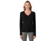 J CASHMERE Women s 100% Cashmere Long Sleeve Pullover V Neck Sweater X Large Black