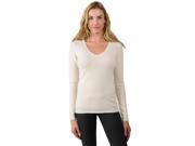 J CASHMERE Women s 100% Cashmere Long Sleeve Pullover V Neck Sweater Small Cream