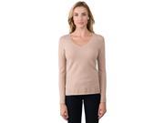 J CASHMERE Women s 100% Cashmere Long Sleeve Pullover V Neck Sweater Medium Sand Brown
