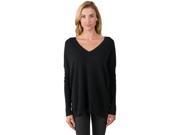 J CASHMERE Women s 100% Cashmere Long Sleeve Oversize Double V Dolman Sweater Black Medium