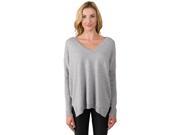 J CASHMERE Women s 100% Cashmere Long Sleeve Oversize Double V Dolman Sweater Grey medium