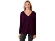 J CASHMERE Women s 100% Cashmere Long Sleeve Oversize Double V Dolman Sweater Plum Small