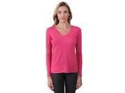 J CASHMERE Women s 100% Cashmere Long Sleeve Pullover V Neck Sweater X Large Hot Pink