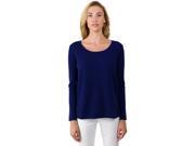 J CASHMERE Women s 100% Cashmere Long Sleeve Pullover High Low Crewneck Sweater Midnight Blue Small