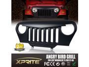 Xprite Front Matte Black Angry Bird Grille Cover Overlay for 1997 2006 Jeep Wrangler TJ LJ