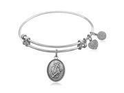 Expandable Bangle in White Tone Brass with Faith Hope and Charity Symbol