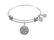Expandable Bangle in White Tone Brass with Joy of Life Symbol