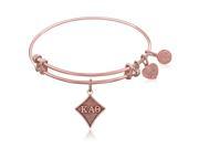 Expandable Bangle in Pink Tone Brass with Kappa Alpha Theta Symbol