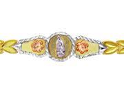 Tri Color Gold Virgin of Guadalupe Diamond Cut Bracelet