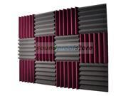 Soundproof Store 2x12x12 12PK Acoustic Wedge Sound Dampening Studio Foam BURGUNDY CHARCOAL