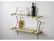 Assa Design Bamboo Shelf Kit Two Wall Mounted Shelves with Diagonal Mounting Brackets 32 x8.4 x28