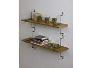 Assa Design Bamboo Shelf Kit Two Wall Mounted Shelves with Straight Mounting Brackets 32 x8.4 x28 Each