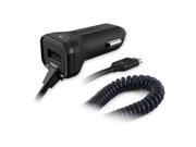 Qmadix 3.4 Amp Micro USB Car Charger with USB Port 7ft Coil Cord up to 17 Watts of Power