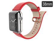 Genuine Leather Replacement Watchband with Secure Metal Clasp Apple iWatch Band Leather Strap Wrist Band Classic Buckle for Apple Watch Red 38mm