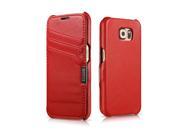 Luxury Card Holder Flip Card Slot Litchi Pattern Series Case Cover for SAMSUNG GALAXY S6 Red