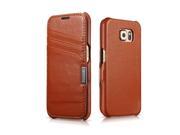 Luxury Card Holder Flip Card Slot Litchi Pattern Series Case Cover for SAMSUNG GALAXY S6 Brown