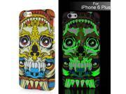 New Colorful Luminous Cartoon Tusk Skull Hard Back PC Shell Case Cover For iPhone 6 Plus