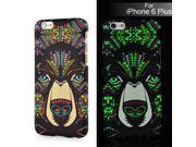 New Colorful Luminous Cartoon Animal Wolf Face Huge Blue Eyes Hard Back PC Shell Case Cover For iPhone 6 Plus