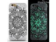 New Colorful Luminous Floral Whorl Hard Back PC Shell Case Cover For iPhone 6 Plus Black