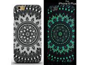 New Colorful Luminous Floral Whorl Hard Back PC Shell Case Cover For iPhone 6 Plus Rounded Flower Black