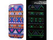New Colorful Luminous Tribe Hard Back PC Shell Case Cover For iPhone 6 Plus Pink And Blue