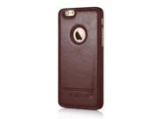 Slim Round Hole Stitching Leather Coated Hard Case for iPhone 6 Plus Brown