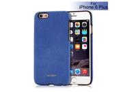 VCOER Luxury Lichi Grain Genuine Leather Back Case Cover For iPhone 6 Plus Blue