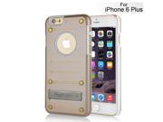 Cool Metal And PC Kickstand Shockproof Back Case Cover For iPhone 6 Plus Gold And White