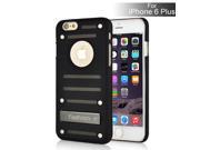 Cool Metal And PC Kickstand Shockproof Back Case Cover For iPhone 6 Plus Black
