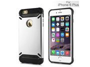 Solid Hybrid Black TPU and PC Hard Case for iPhone 6 Plus Silver