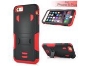 Super Armor Red Impact Silicone and Plastic Hybrid case Stand Cover for iPhone 6 Plus Black And Red