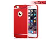 Round Hole TPU And PC Protective Back Case For iPhone 6 Plus Transparent Red