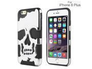 Skull Black Silicone and PC Case for iPhone 6 Plus Silver