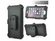 Shockproof Ring Stand Silicone and PC Protective Back Case with Belt Clip Holster for iPhone 6 Plus Black