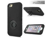 Anti skid Ring Stand Design Silicone and PC Protective Back Case for iPhone 6 Plus Black