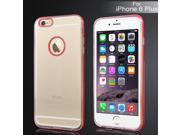 Slim Transparent TPU Case with Colored PC Border and Round Hole for iPhone 6 Plus Red