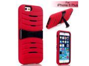 Steady Shockproof Hybrid PC and Silicone Back Case with Stand for iPhone 6 Plus Red