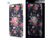 Luminous Ultra thin Elegant Flower PC Hard Back Case Cover for iPhone 6 Plus Black