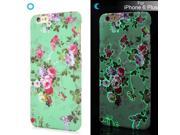 Luminous Ultra thin Elegant Flower PC Hard Back Case Cover for iPhone 6 Plus Mint Green