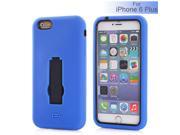 Exquisite Rhombus Stand PC and Silicone Back Case Cover for iPhone 6 Plus Dark Blue