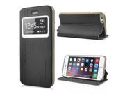Craquelure Stand Magnetic Switch Leather Case with Window View for iPhone 6 4.7 inch Black
