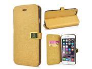 Fine Grain Stand Leather Case with D Design Magnetic Snap and Card Slots for iPhone 6 4.7 inch Gold