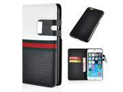 Dual Purpose Dual Colors Litchi Grain Magnetic Leather Case with Card Slot for iPhone 6 4.7 inch White Black
