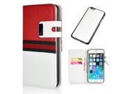 Dual Purpose Dual Colors Litchi Grain Magnetic Leather Case with Card Slot for iPhone 6 4.7 inch White Red