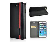Mix Color Stand Wallet Leather Case with Card Slot for iPhone 6 4.7 inch Black Red
