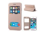 Golden Beach Pattern View Window Stand Folio Leather Case For iPhone 6 4.7 inch Coffee