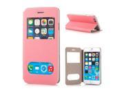 Golden Beach Pattern View Window Stand Folio Leather Case For iPhone 6 4.7 inch Pink